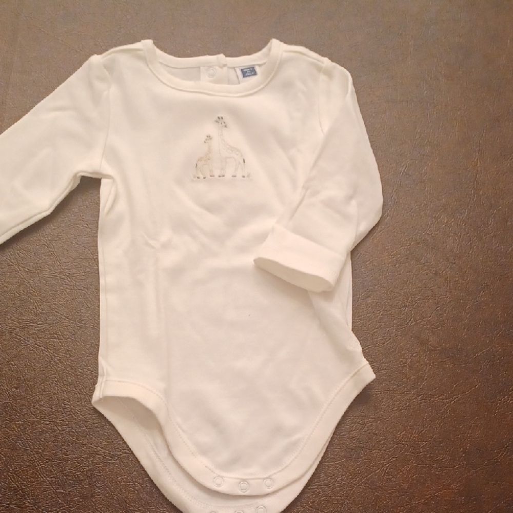 Janie And Jack White Baby One Piece, Bodysuit, Embroidered Giraffes